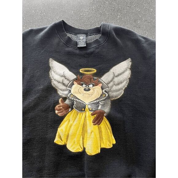 Vintage Warner Bro Taz Devil Angel Sweatshirt size XL made in USA - Picture 10 of 10